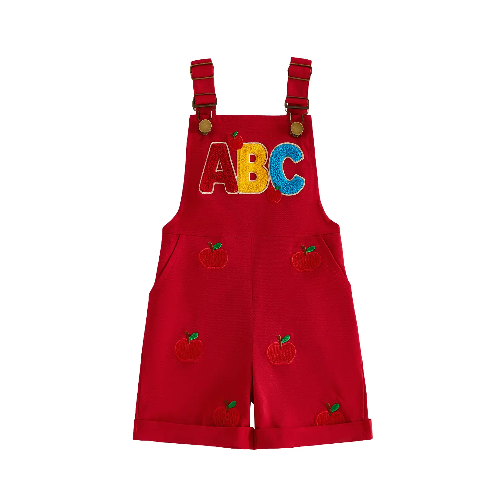 Meihuida Back to School Outfit Toddler Boy Shorts Overalls Apple Pencil Bib Pants Jumpsuit Pre K First Day Of School Clothes