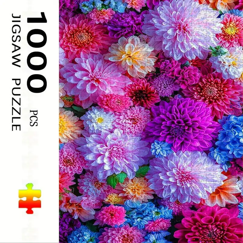 1000 Piece Daisy Theme Puzzle, Large Adult Family Interactive Toy, DIY Home Decor Brain Challenge, Festive Design, Durable Puzzle