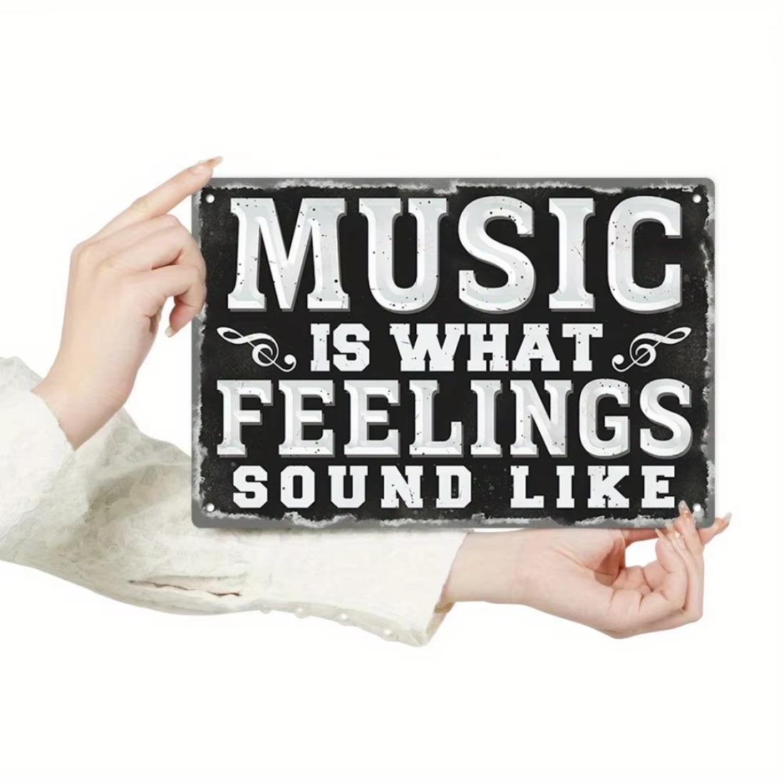 Vintage Music Themed Metal Sign, Wall Decor for Music Lovers, Wall Art for Coffee Bar & Home Decor, Perfect Gift for Coffee Bar & Home Decor