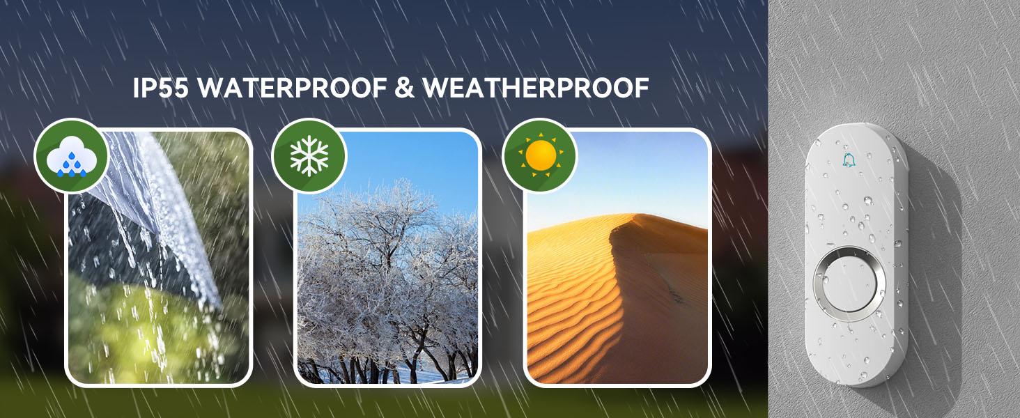 Lighted Wireless Doorbell for Home, Waterproof Battery Doorbell Wireless 1,000ft Range, 5 Volume Levels with 58 Chimes & LED Flash on Receiver (White, 2 Buttons & 1 Receiver)