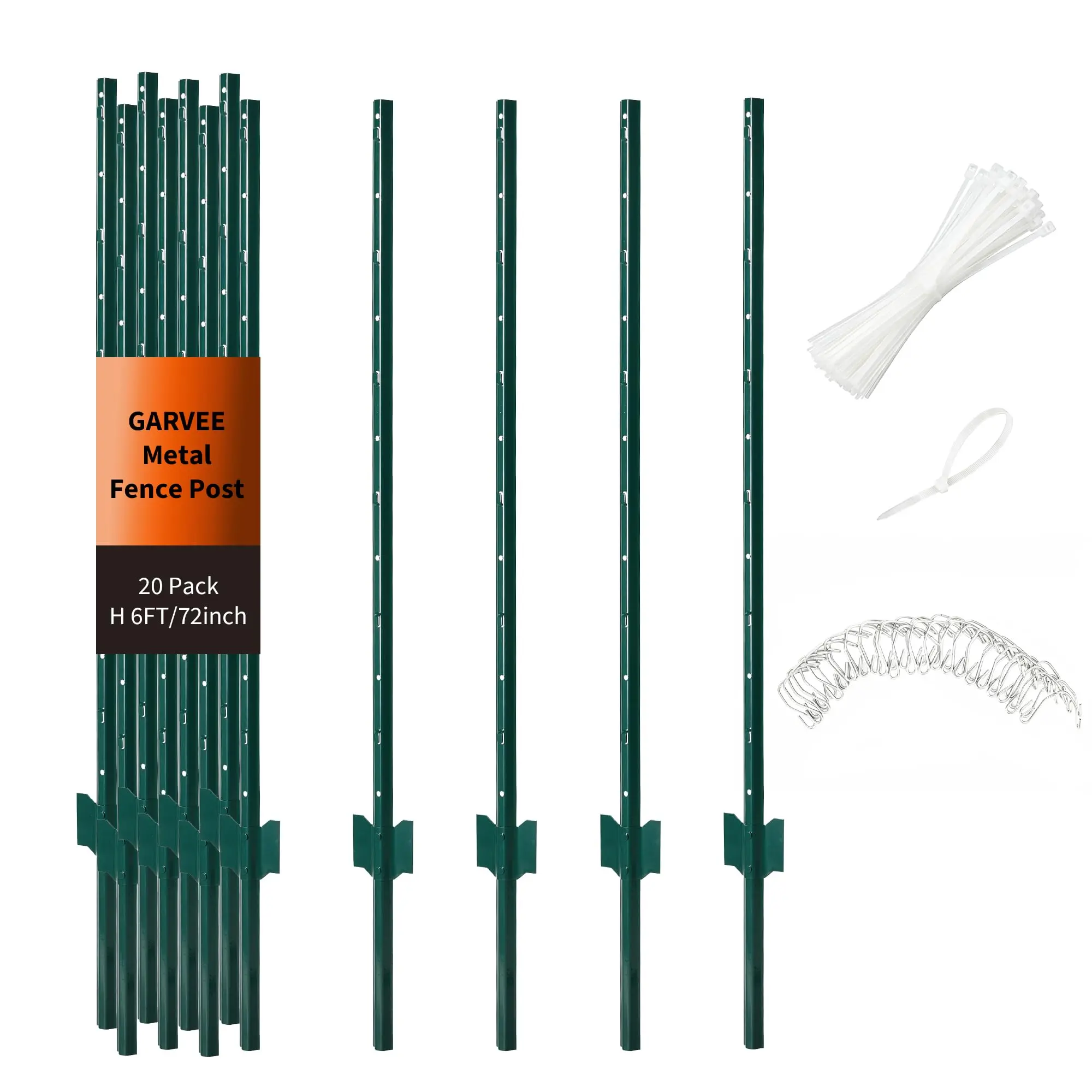 GAOMON 20 Pack 6 Feet Heavy Duty Metal Fence Post, No Dig Post Anchors