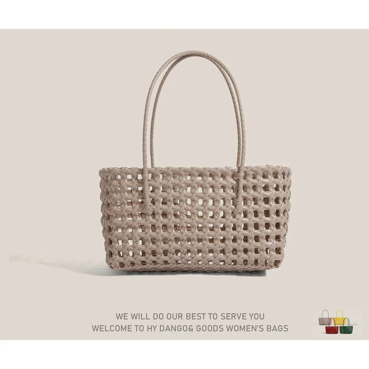 Style Hollow Handwoven Bag Vegetable Basket Beach Bag for Vacation Travel Daily Commute Handheld Crossbody Bag