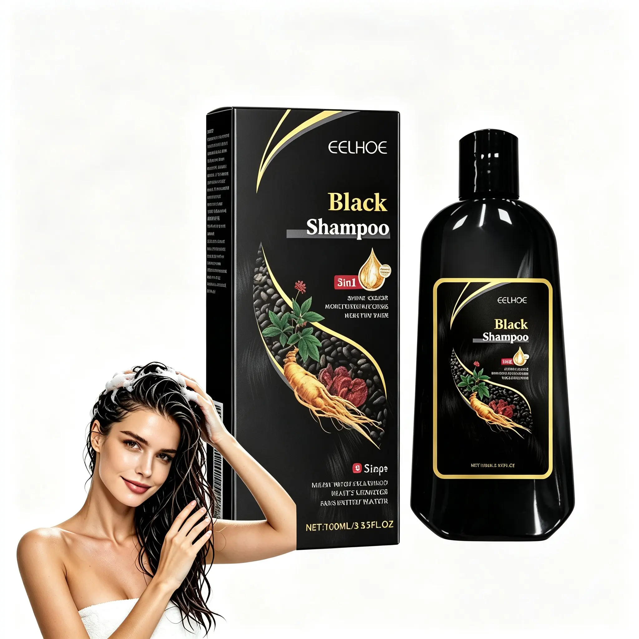 Natural Herbal Extract Hair Shampoo, Nourishing Care for Dry & Brittle Hair, Daily Cleansing Shampoo for All Hair Types, Gentle Formula