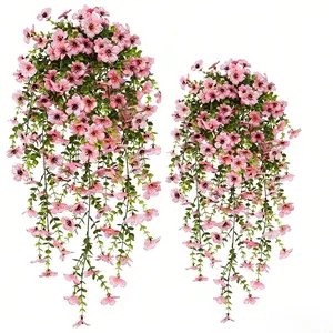 6pcs of Artificial Flowers Hanging Flowers Plastic Floral Plant for Outdoor Artificial Plants Spring And Summer Decoration, Artificial Flower Decorations, Colorful Violet Fake Daisy Realistic Outdoor Flowers Porch Courtyard Decoration Home Decoration
