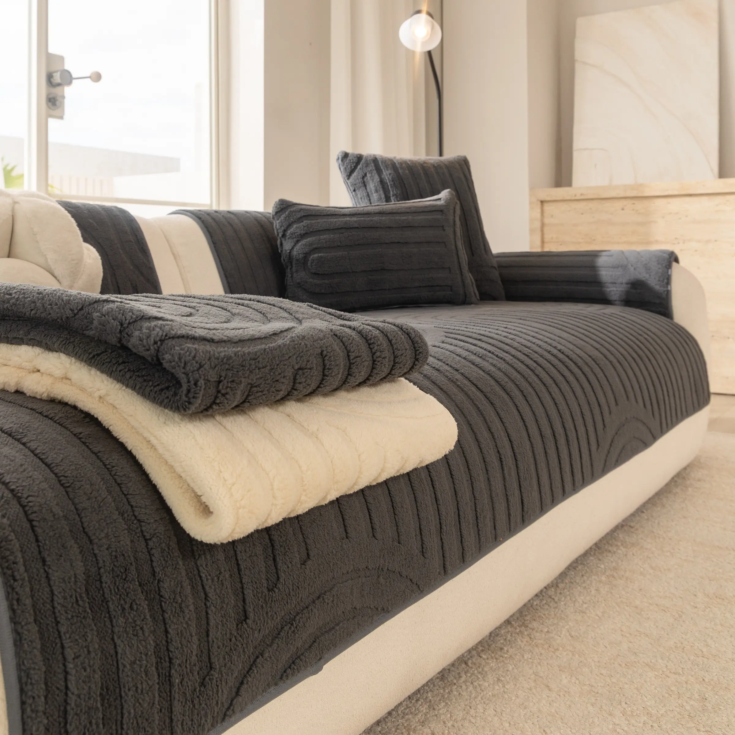 1pc High Elastic Soft Washable Sofa Slipcover, All Season Waterproof Cushion Pad, Fits 1-4 Person Sofas, Home Decor Protector, Washable Couch Protector