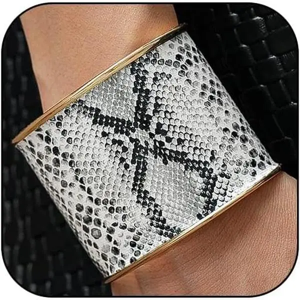 Chunky  Bangle Bracelets for Women Wide  Bracelets Cuff Stackable Adjustable Wide Statement Punk