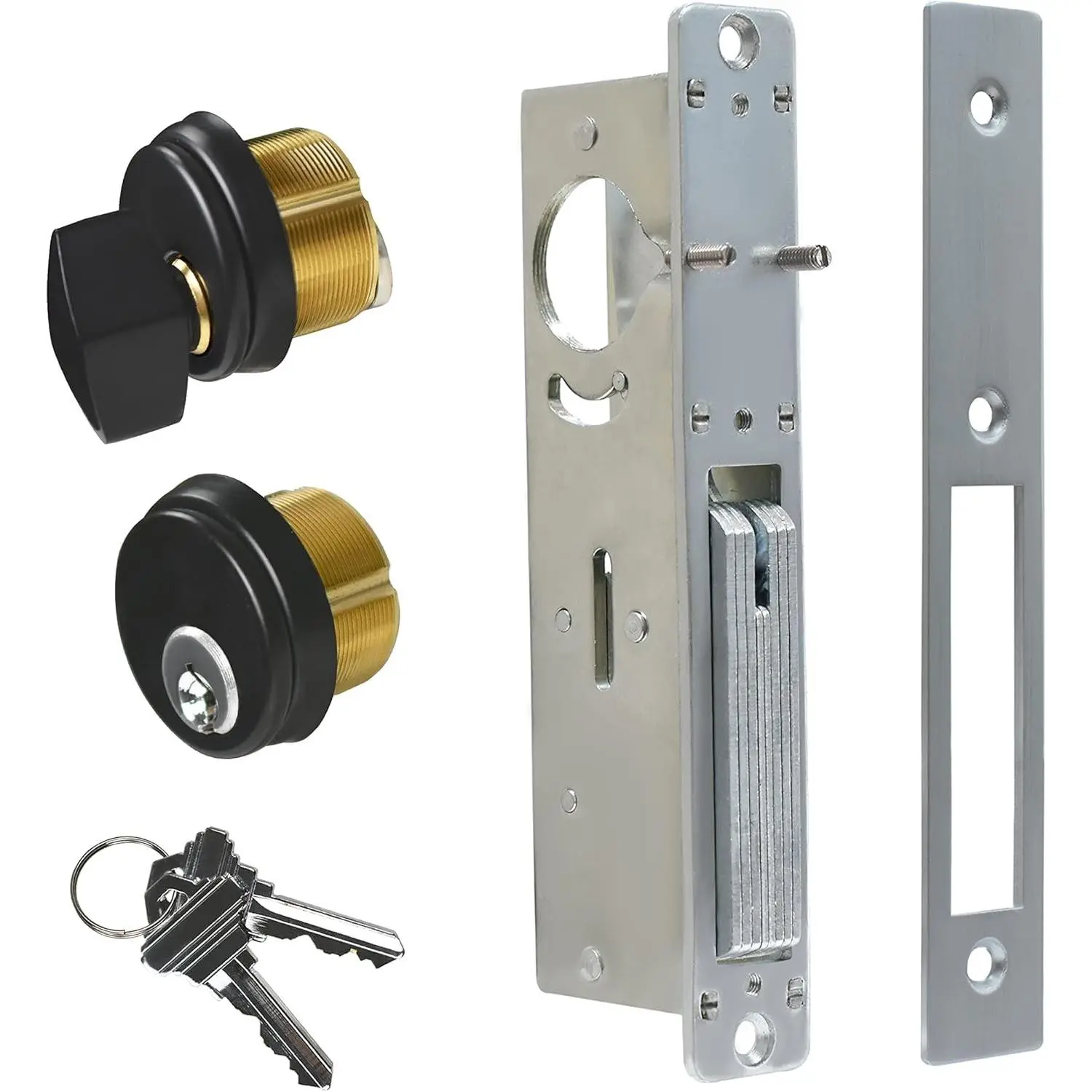 Commercial Mortise Door Lock with Thumbturn, 1-1/8" Backset Storefront Deadbolt Lock, Solid Brass Cylinder, Direct Replacement for Aluminum Narrow Stile Doors, Black