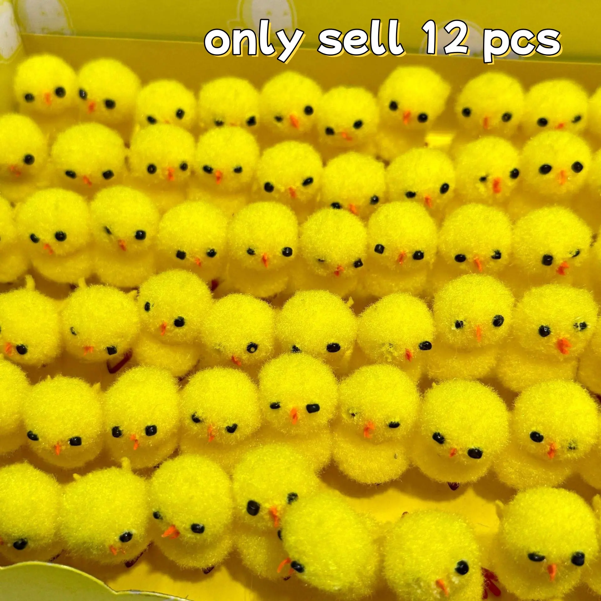 12pcs Easter Plush Mini Chick Decorations, Cute Stuffed Chicken Ornaments, Huggable Stuffed Animal for Party Supplies, Egg Hunt Game, Basket Filler, DIY Crafts