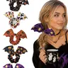 5 Pcs Halloween Bat Wing Bow Scrunchies, Fashion Cute Pumpkin Ghost Spider Web Print Elastic Hair Bands, Soft Stretch Non Slip Hair Accessories for Women Girls, Halloween Thanksgiving Christmas New Year Holiday Gift, Daily Sports Workout Cosplay Party Sch