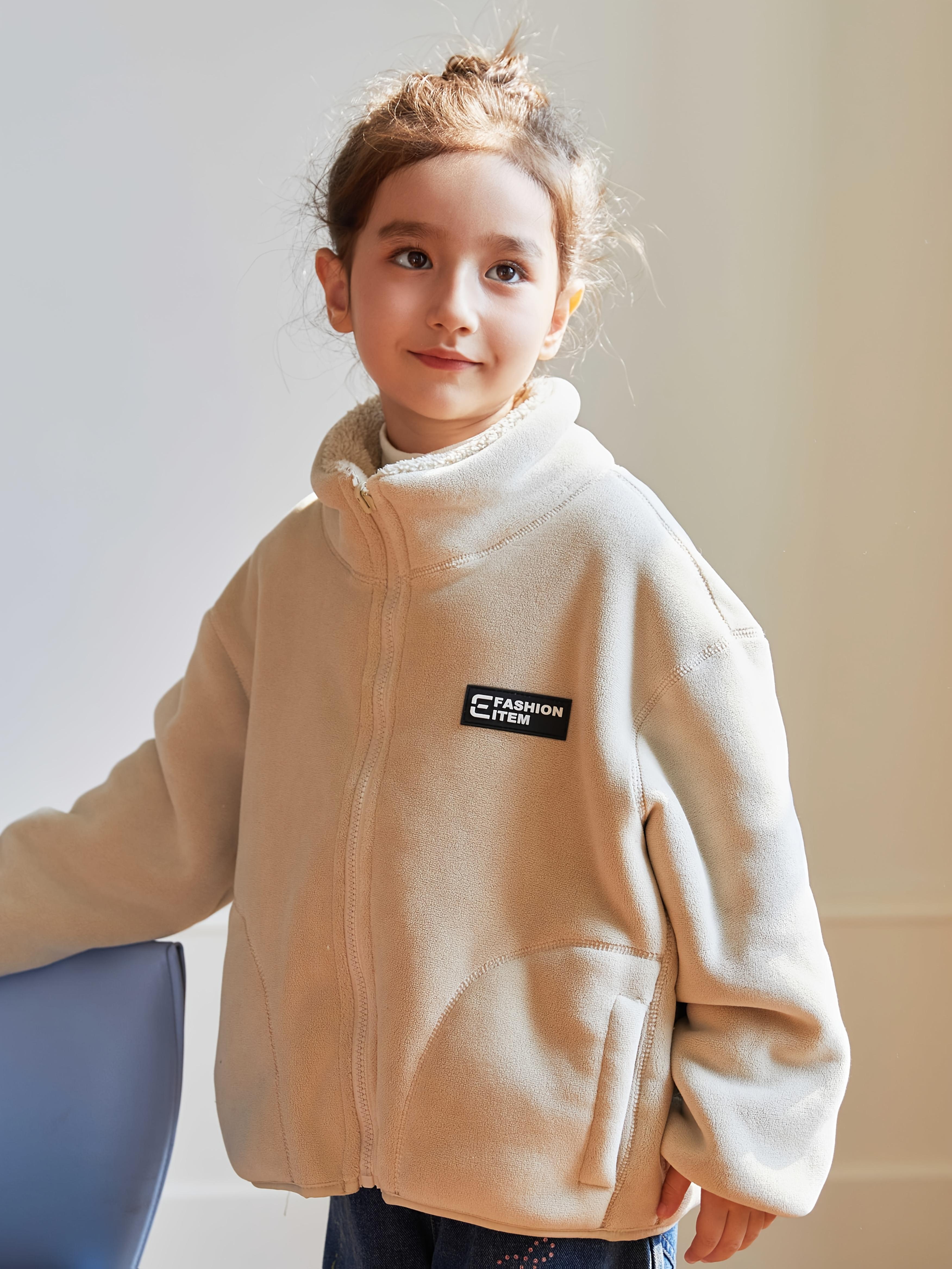 Girls' & Teens' Reversible Zip-Up Coat - Dual-Sided Winter Jacket, Full-Zip Front Closure, Stand Collar, Loose Fit Outerwear for School, Everyday & Formal Events - Easy-Care Polyester Lining, School Jacket, Stylish Pockets, Durable Construction, Fleece Li