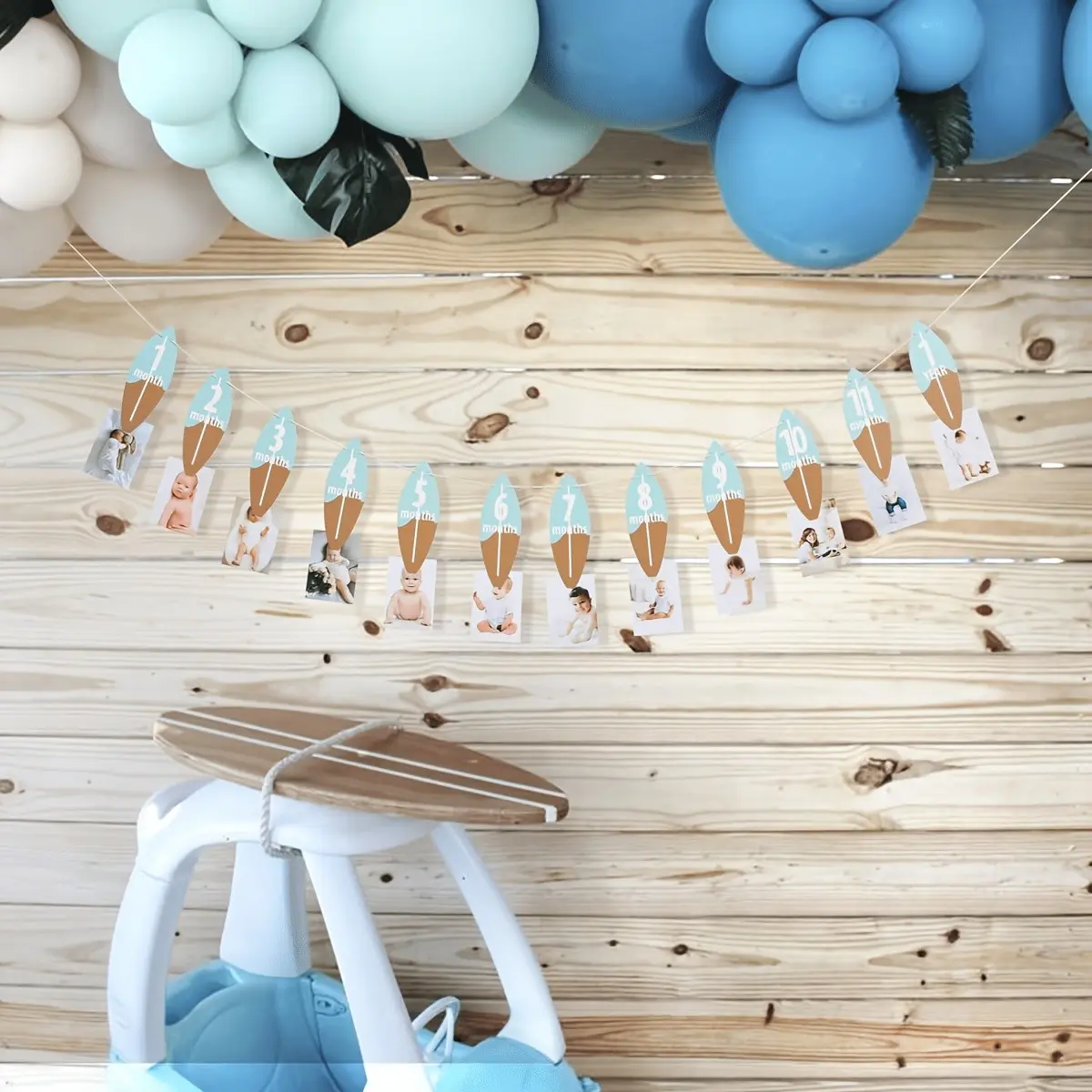 Surf Milestone Photo Banner Set, Surf Party Decorations, First Surfboard Banner, Beach Birthday Decoration, Surf Photos