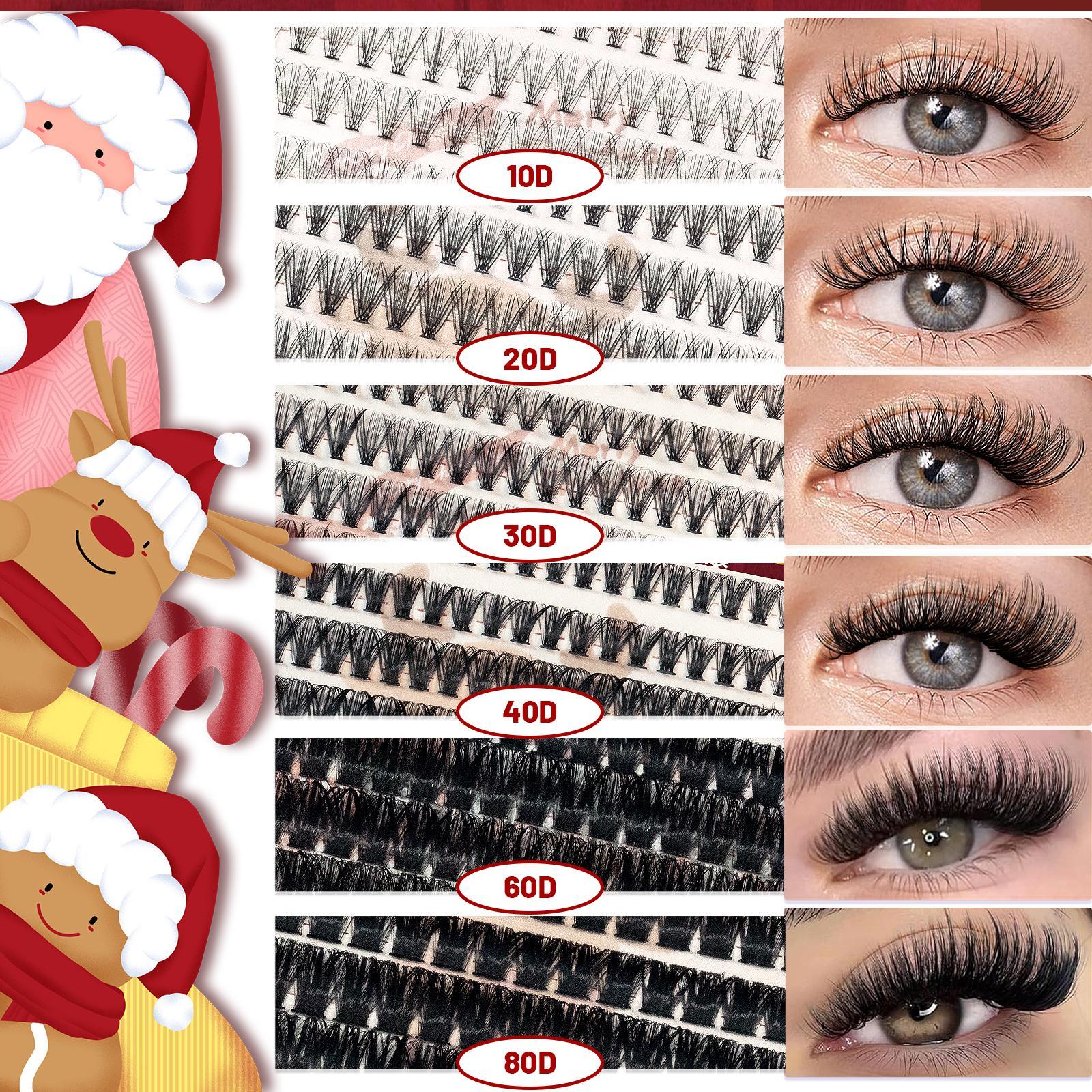 Eyelash Extension Kit, 1 Set Mixed Styles Eyelashes & Eyelash Glue & Eyelash Remover & Tweezers & Headband & Wrist Band & Lash Mousse with Brush, Eye Makeup Products, Eyelash Clusters, Eyelashes Clusters, Makeup Set