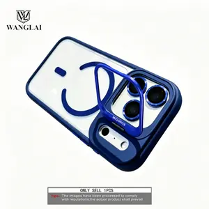 1 Piece Of Luxurious Acrylic Transparent Phone Case, Metal Protective Frame For The Lens, Ring-Shaped Support, PC + Silicone Protective Cover, MagSafe Magnetic Charging Function. Suitable For Apple IPhone 17 Pro Max, IPhone 16 / 15 / 14 / 13 Pro / 12