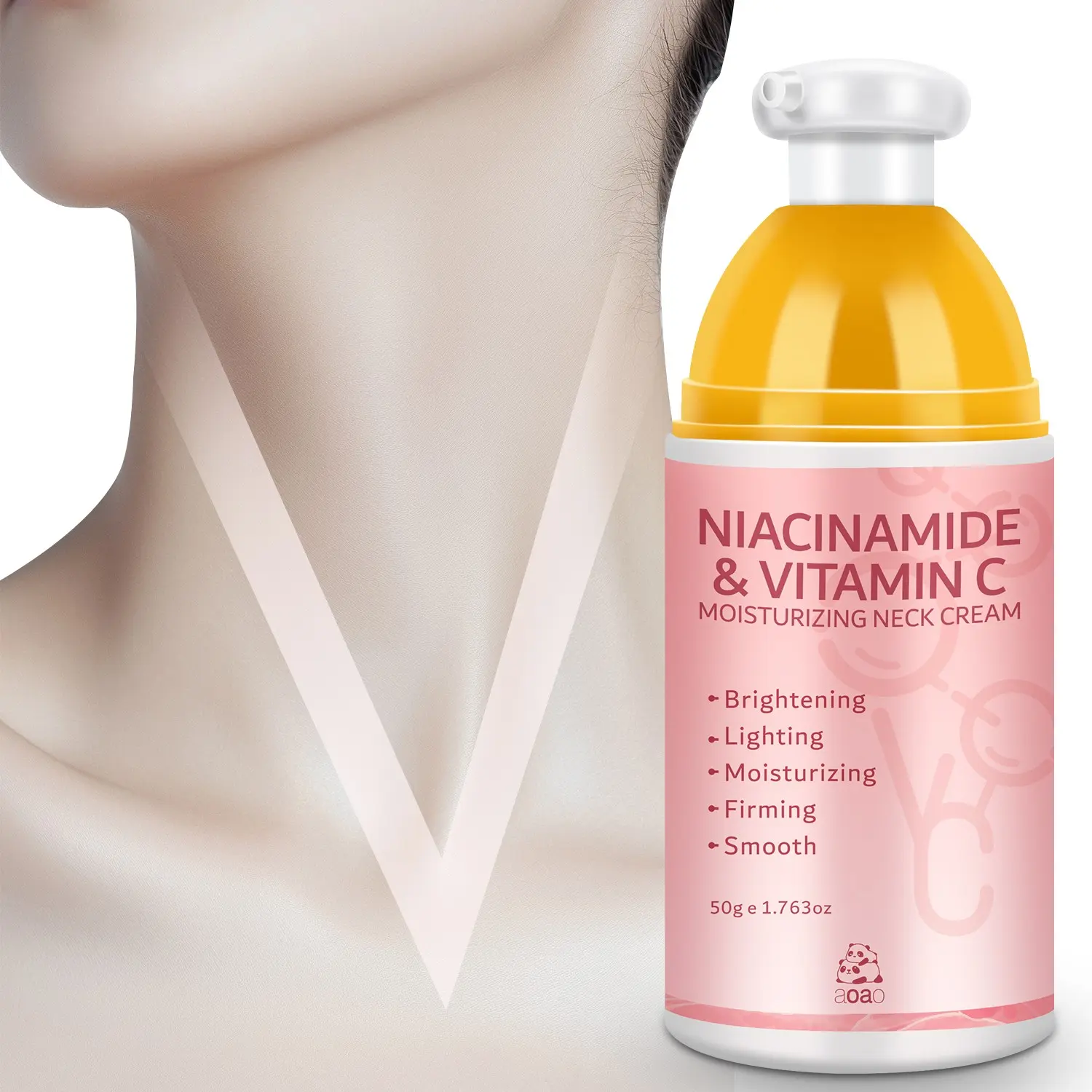 Nicotinamide Collagen Neck Cream, Hydrating and Smoothing, Reduces Fine Lines, Brightens Dark Skin, 50g, Day and Night Use