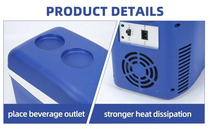 Blue 7L Skincare Mini Fridge With Floral Accents Design, Adjustable Strap & Dual-Temp Control - Perfect Gift To Store Cosmetics/Cans (Holds 9 Drinks)