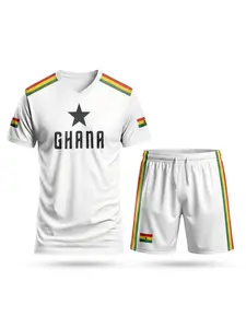 Men's Ghana Flag Football Set, Breathable Moisture-Wicking Sportswear, Ideal for Casual Outdoor Activities, Fashionable Soccer Jersey, Breathable Athletic Top