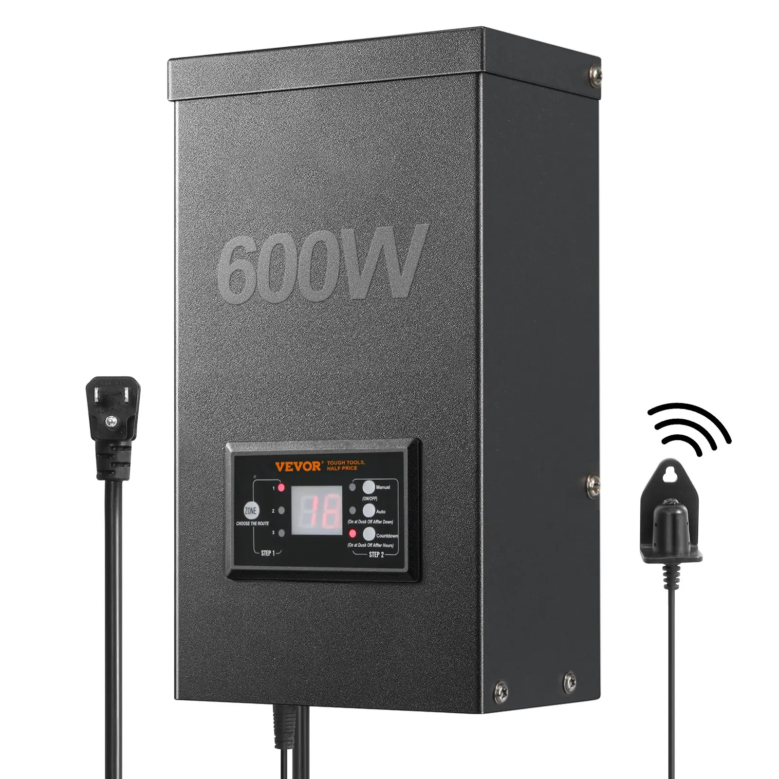 【DealsForYouDays】VEVOR 600W Landscape Transformer, Timer Photocell Sensor Equipped, Weatherproof Outdoor Lighting Converter, 120V AC to 12V/14V AC, Ideal for Exterior, Spotlight, Pathway, Pool Lighting, ETL Certi