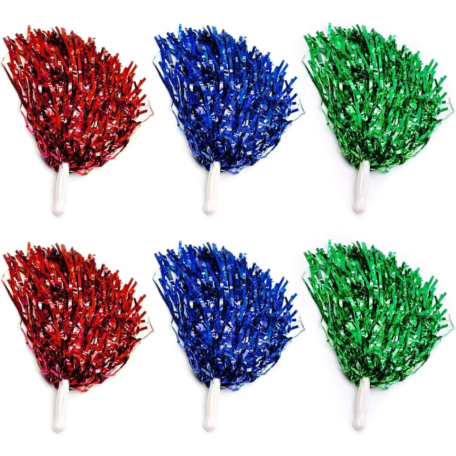 6 count Pom Poms Cheerleading, Cheerleader Pom Poms Hand  with Handle for  Adults  Meeting  Competition Holiday Celebration