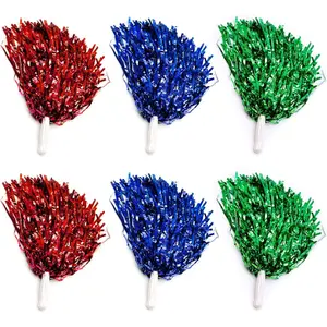 6 count Pom Poms Cheerleading, Cheerleader Pom Poms Hand  with Handle for  Adults  Meeting  Competition Holiday Celebration