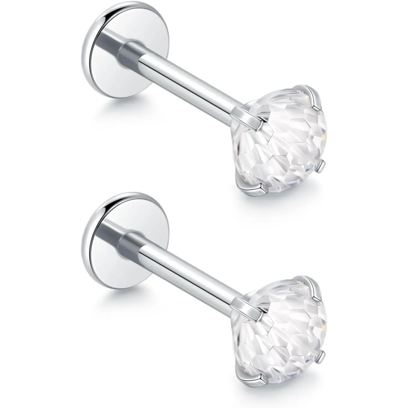 16G 18G Titanium Labret  Internally Threaded Labret Stud for Tragus Monroe Cartilage Helix