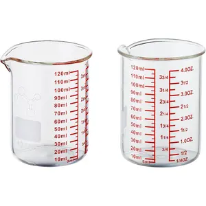 High Borosilicate Glass Measuring Cup-V-Shaped Spout,120ml(4OZ) Glass Measuring Beaker for Kitchen or Restaurant, Easy to Read(Pack of 2)