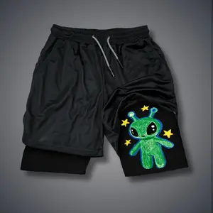 Double-Layer Sports Shorts Graphic Shorts Black Shorts Camo Shorts Streetwear Shorts Men Outfits Men Short Shorts Vacation Outfits Shorts