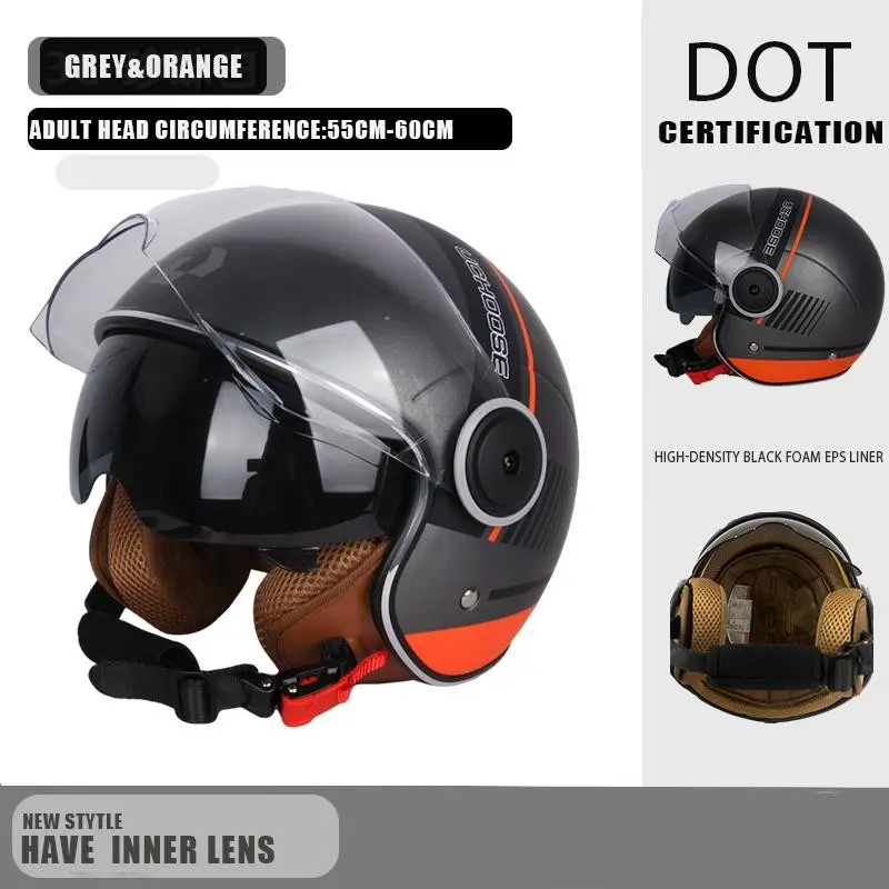 Electric Bike Helmet, Motorcycle Half Helmet, Bikers Helmet, Riding Safety Helmet, Dot Certified, Breathable, All-Season, Daily Commute Protection, Quarter Helmet