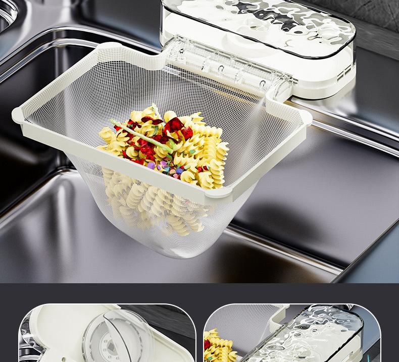 Kitchen Sink Filter Rack - Sink Strainer Foldable Food Catcher with 50pcs Mesh Bags, Foldable Stand Disposable Waste Garbage Net Shelf Anti-Clogging Filter Net Basket Holder Hands-Free Flat Floor Mop Bucket Set Suction Cup Sponge Holder for Kitchen Sink