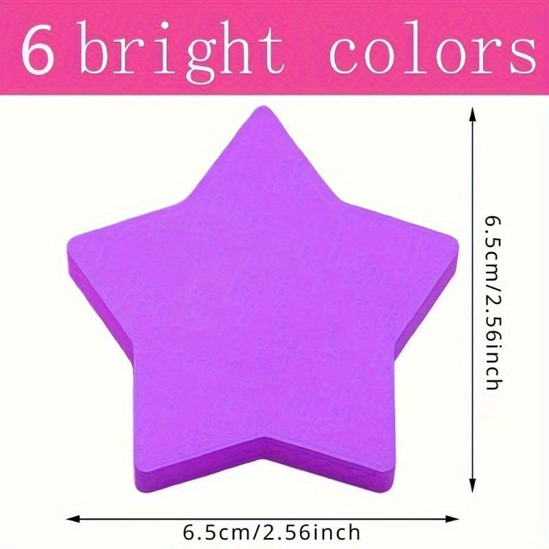 Star Shaped Post-it Note, 6 Counts/set Colorful Creative Sticky Note, Sticky Memo Pad for Notebooks Study School Office Supplies