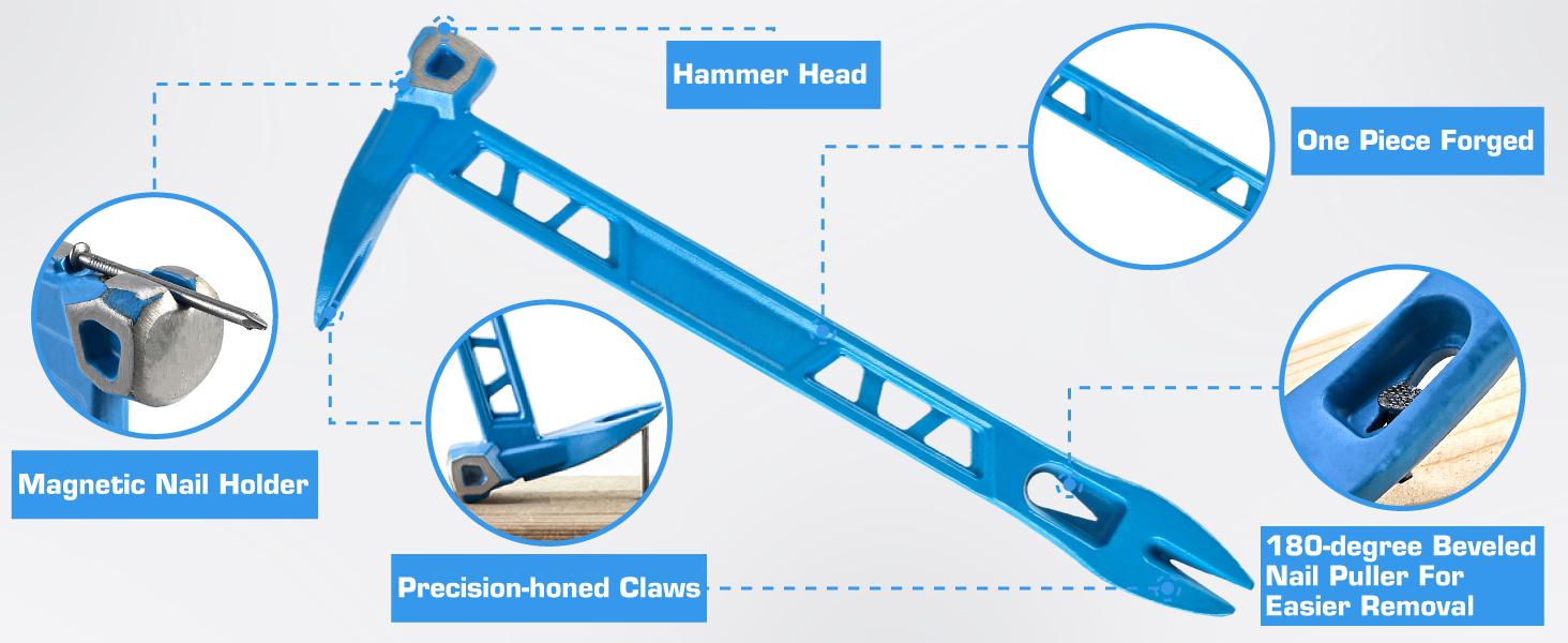 10" Double Ended Nail Puller Cats Paw Pry Bar Construction (0691)  HARD EDGEHARD EDGE
