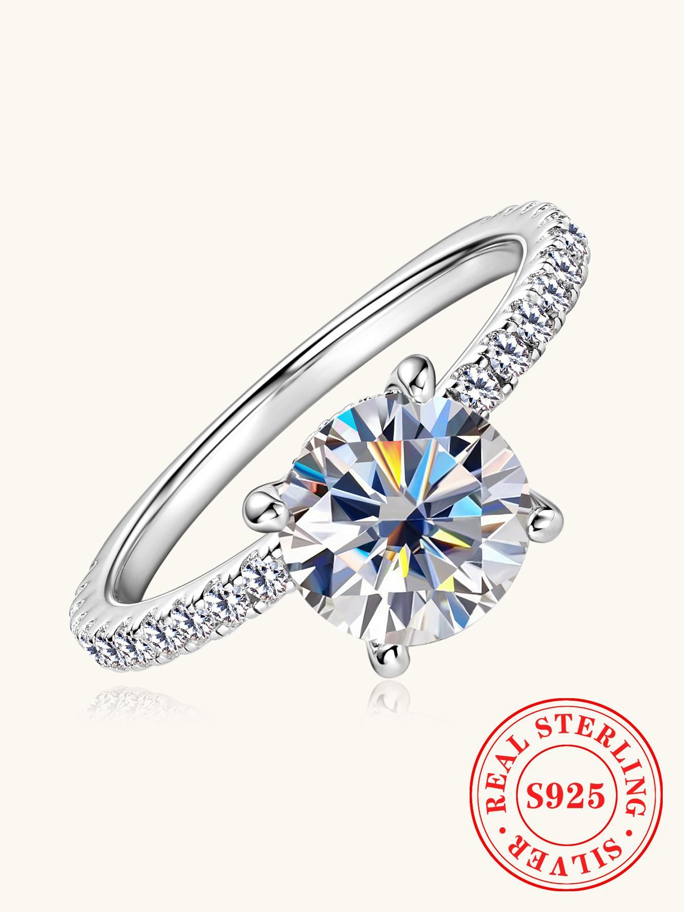 S925 Sterling Silver Ring, Luxury Wedding Engagement Ring for Women, Fashion Jewelry for Party, Daily Decor, Trendy All-match & Exquisite Jewelry for Birthday Gift