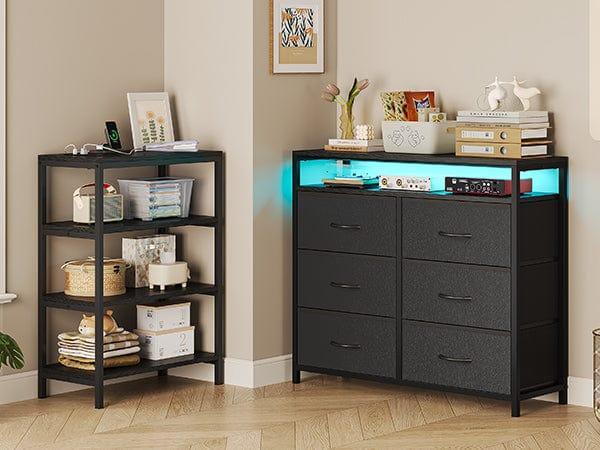 Corner L Shaped LED TV Stand Convertible Dresser Black