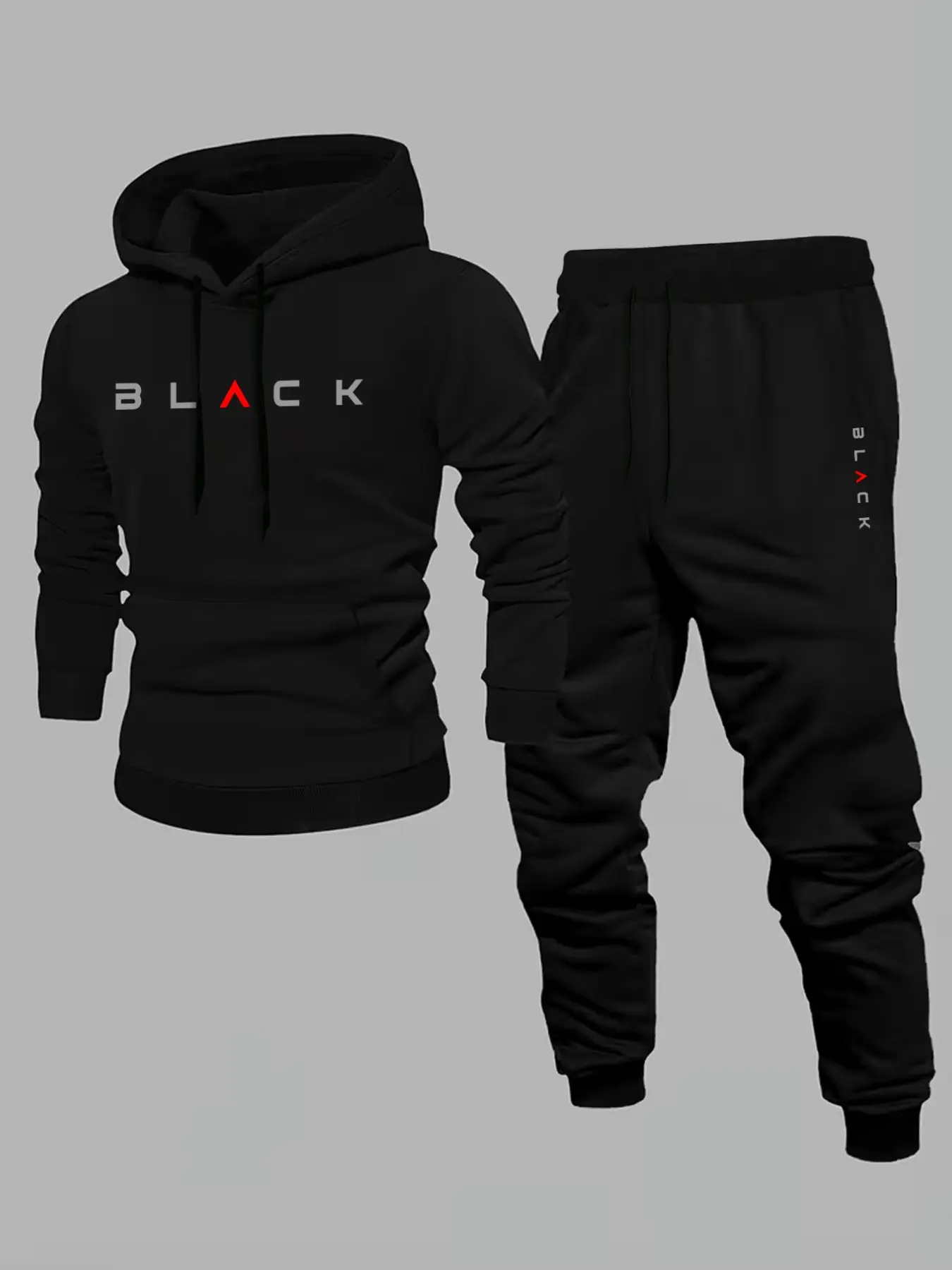 Men's Letter Print 2 Piece Tracksuit, Fleece Lined Pullover Hoodie Sweatshirt & Jogger Pants Set, Casual Athletic Streetwear Fall & Winter Outfit for Men