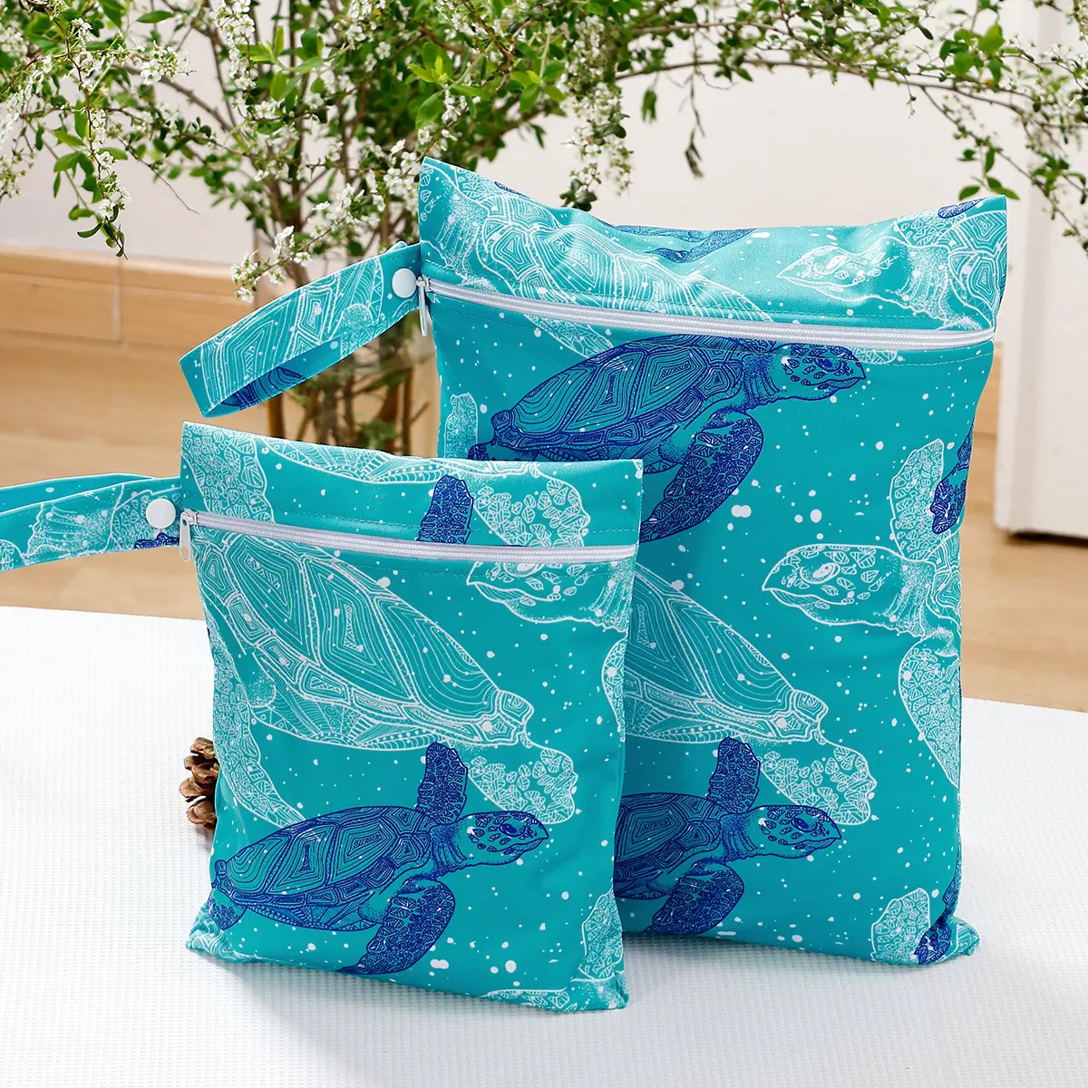 2pcs/set Wet/Dry Bag Reusable Travel Storage Yoga Gym Bag for Swimsuits or Wet Clothes