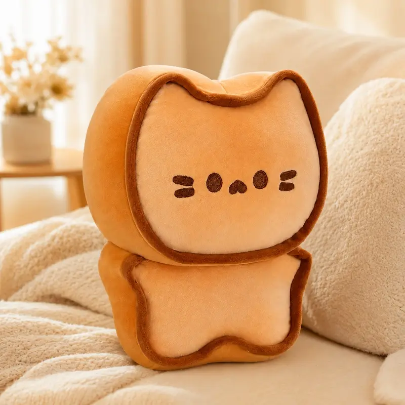 Butter Kitten Biscuit Pillow, Caramel Toast Cat Plush Toy