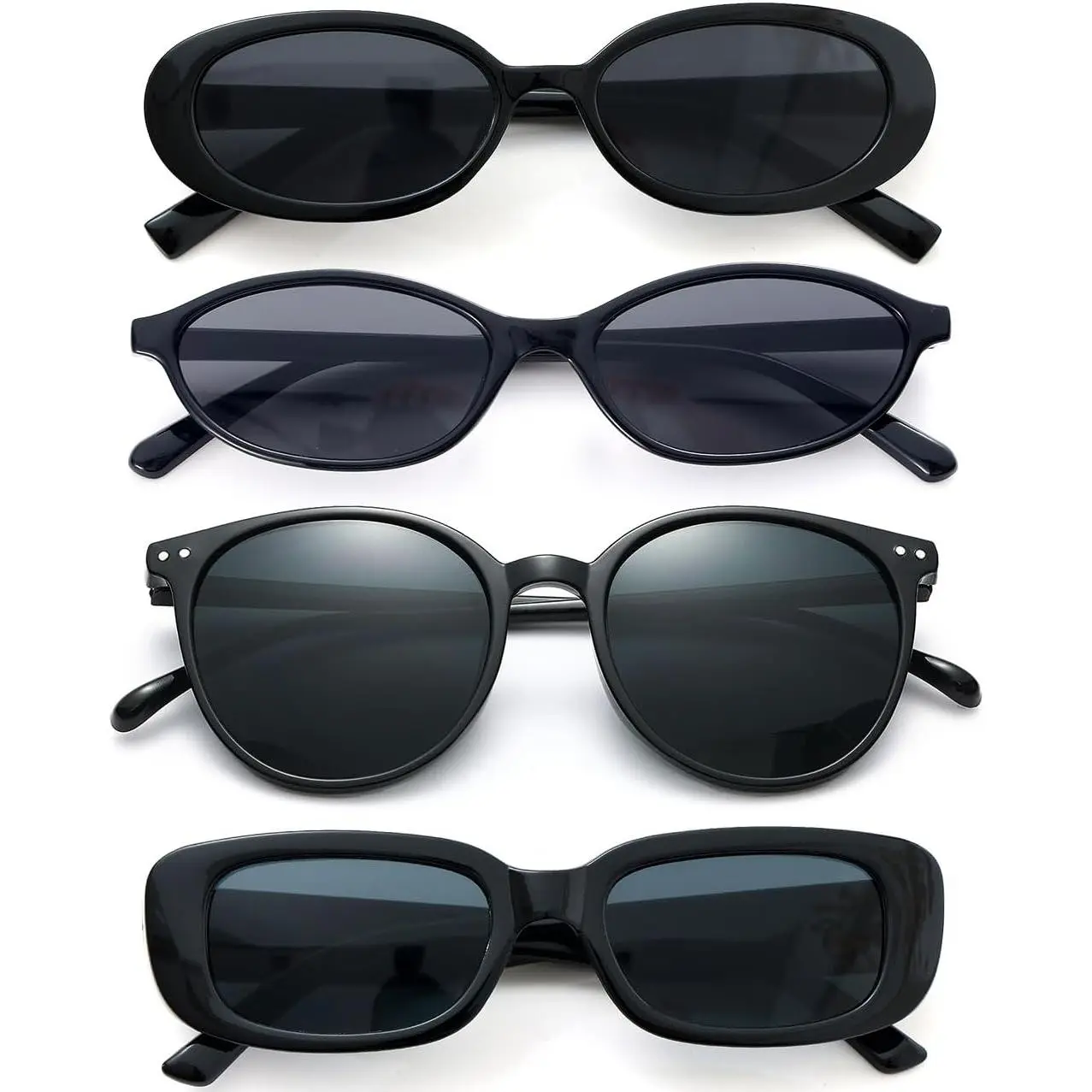 4Pack Colorful Party Sunglasses Bulk Retro Small Rectangle Shades Set Women  Square Sun Glasses
