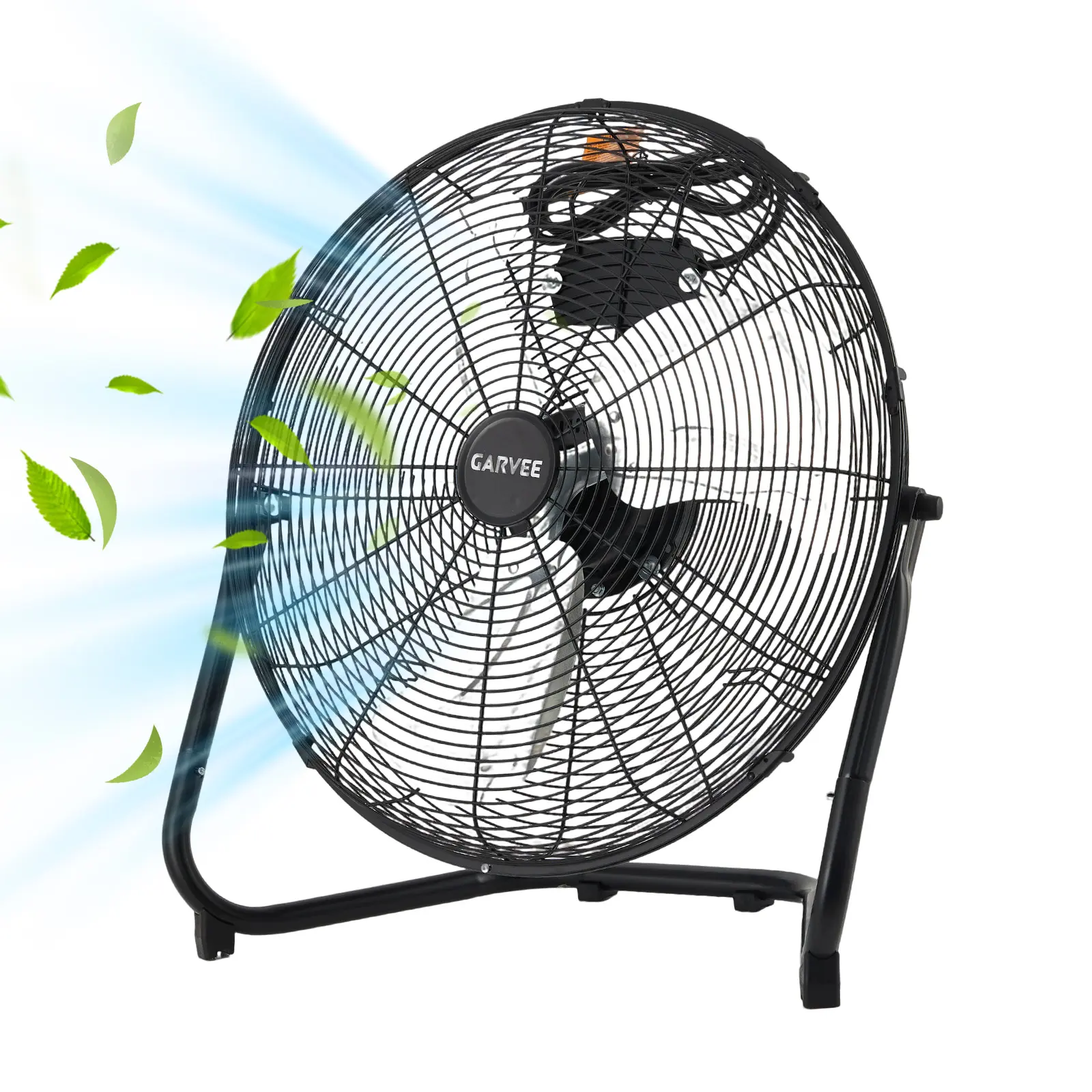 High speed industrial floor fan -12 inch metal, 2000 CFM airflow, 3-speed, 360 ° tilt, portable handle - suitable for heavy-duty workshop cooling in garages, workshops, gyms, and homes