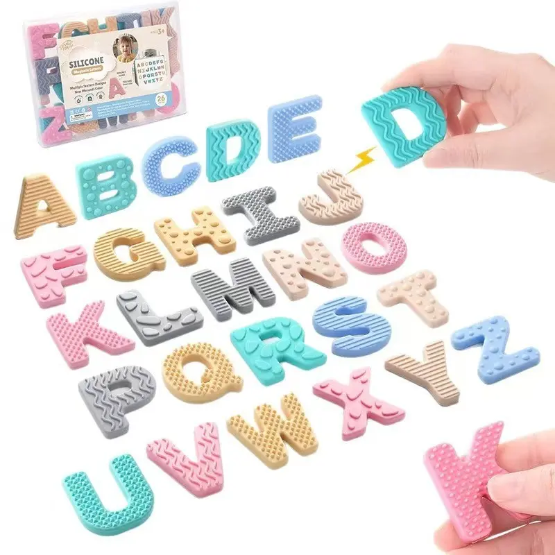 Magnetic Sensory Silicone Alphabet Letters, Early Education Refrigerator Magnets, 26 Uppercase Letters, Preschool Learning Toy, Birthday Gift for Kids