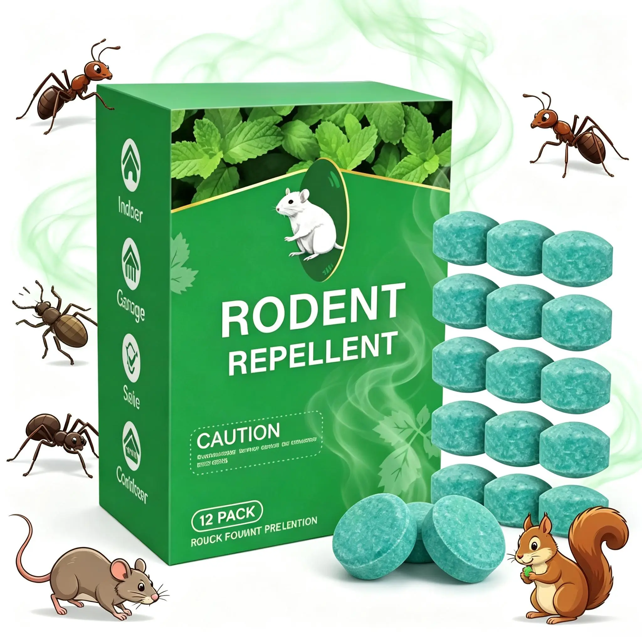24PACK Moonspry Peppermint Oil Rodent Repellent Pouches Thick Adhesive Balls, Non-Toxic Pet-Safe Natural Scent Deterrent, Mice Repellent Indoor for Home Garage Pest Control, Nail-Free, PLA Material,