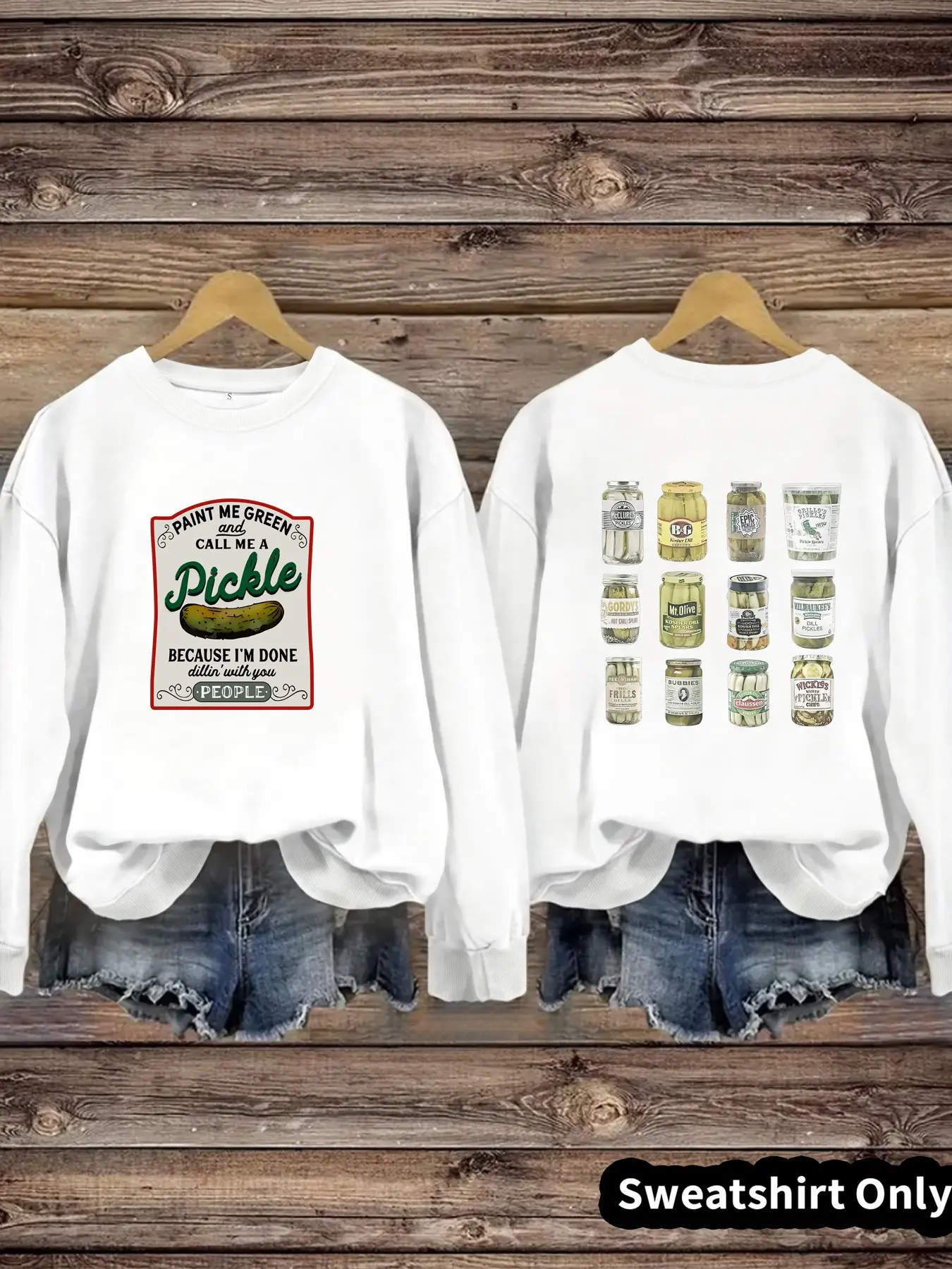 Women's Casual Pickled Pattern Sweatshirt, Soft Long Sleeve Round Neck Thin Hoodie, Comfortable Daily Wear, Durable Fabric