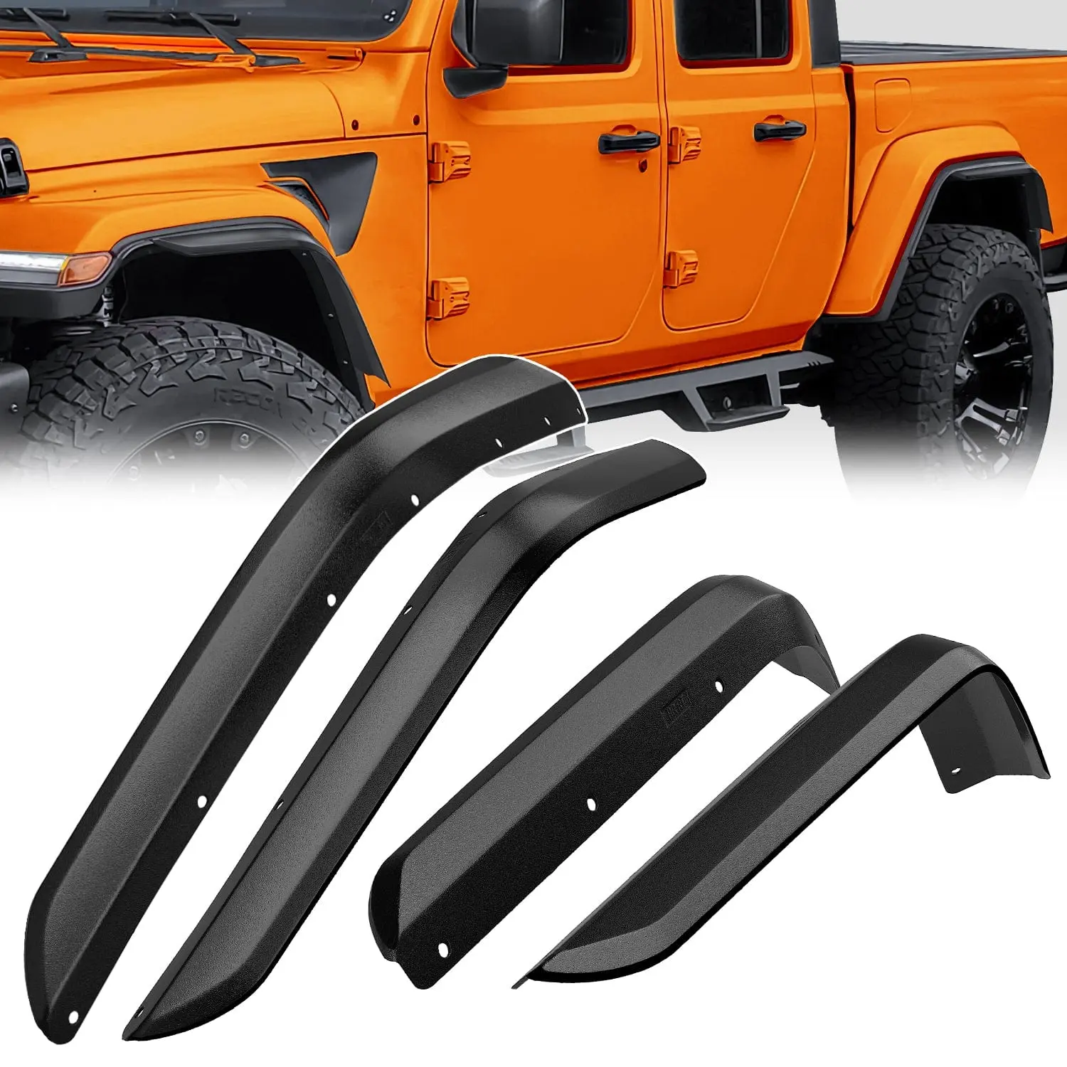 Nilight High Quality ABS Fender Flares Extensions Set with 2 Front Driver Fenders, Corrosion-Resistant, Install Over Original, Compatible with 2020-2024 Gladiator JT (Low Wheel Arches Only)