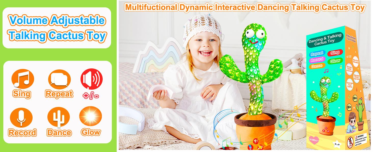 Baby Toys Interactive, Dancing Talking Cactus Toy Volume Adjustable, Mimicking Singing Repeating, Easter Gifts / Easter Basket Stuffers for Baby Toddler, Toddler Infant Baby Toys Gifts for Boys Girls(Gag Toys & Practical Jokes)(Gag Toys & Practical Jokes)