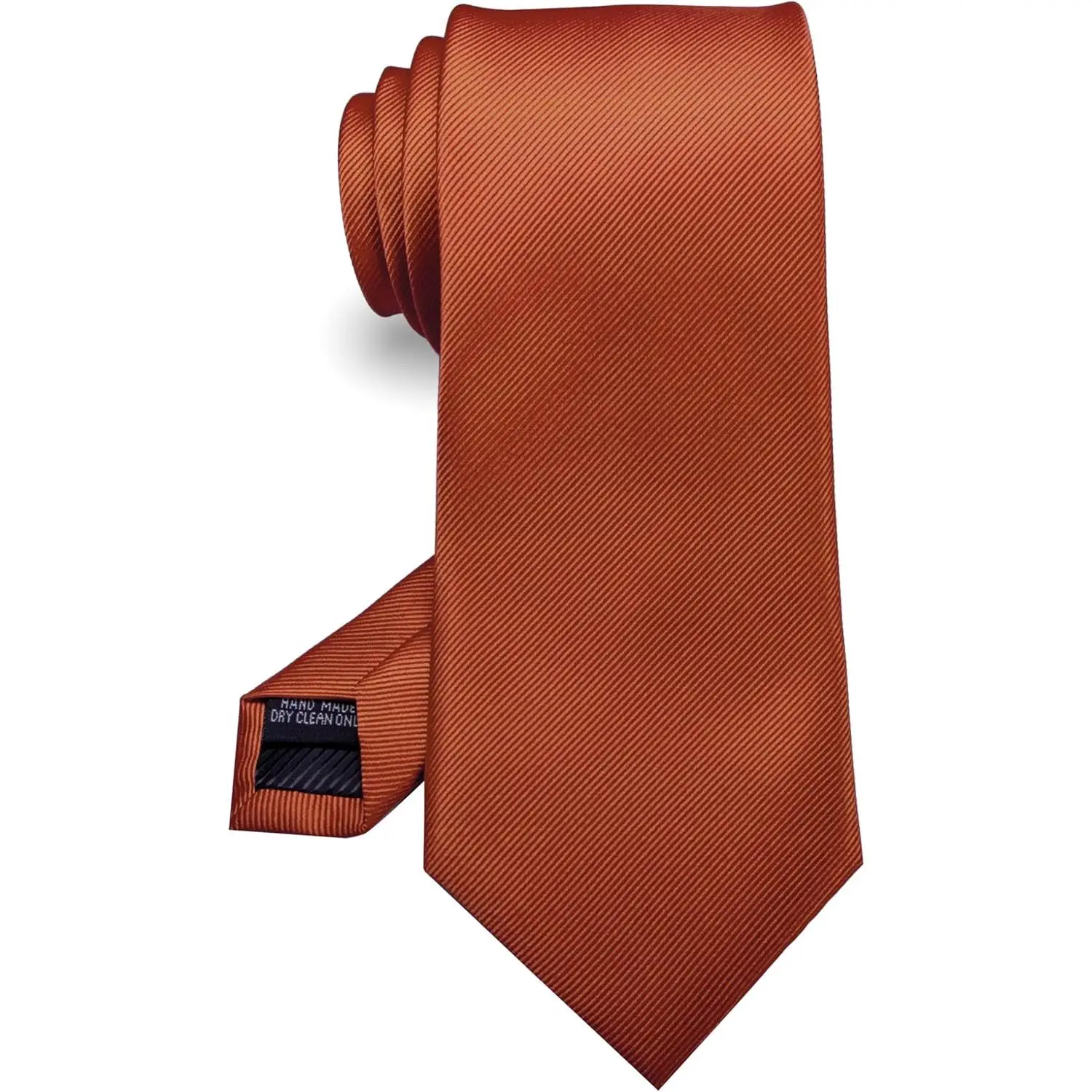 Men's Rust Solid Silk Necktie with a Smooth Texture and Neat Finish, for Formal Events and Business Wear, Clean Lines, Male, Elegant