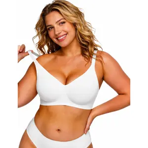 CORELOVE 2026 Wireless Jelly Bra for Women Push Up Bralette Seamless Full Coverage Comfortable Convertible Everyday Tshirt Bras Sand 38DD
