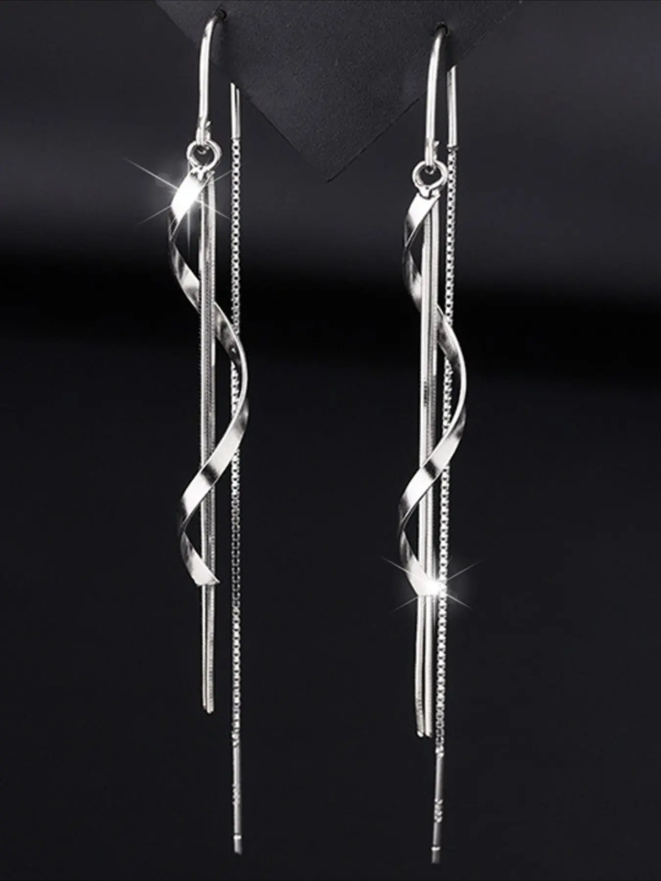 Elegant Long Linear Tassel Drop Earrings - Silver Plated Twisted Threader Earrings, Perfect Gift for Her, Minimalist Jewelry for Any Occasion