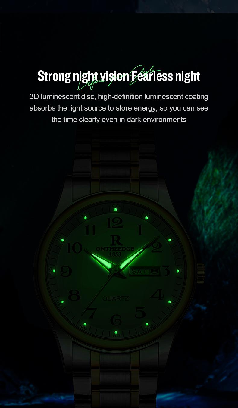 His & Hers Luxury Gold Quartz Watch Set for Senior Couples - Easy Read Large Dial, Day Date Display, Stainless Steel Band, Comfortable Casual Wristwatch, Perfect Retirement Anniversary Gift for Parents