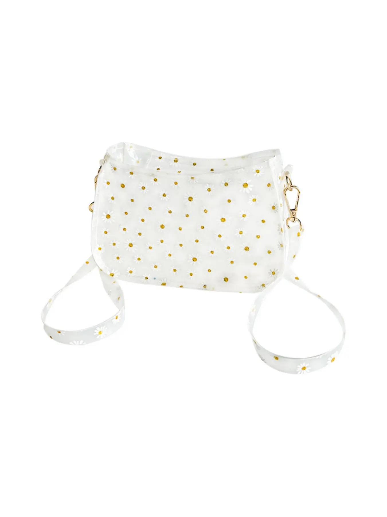Small Daisy PVC Handbag for Women, Waterproof and Stain-Resistant, Large Capacity Travel Bag, Portable Crossbody Organizer