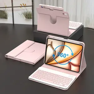Rotating Keyboard Case for iPad (A16) 11th/10th Generation, 7th/8th/9th, air 4th/5th/(M2) 2024 / (M3) 2025, Pro 11 (2018/2020/2021/2022)， 360° Cover with PU Leather Detachable Wireless Keyboard Battery 150mAh & Pencil Holder