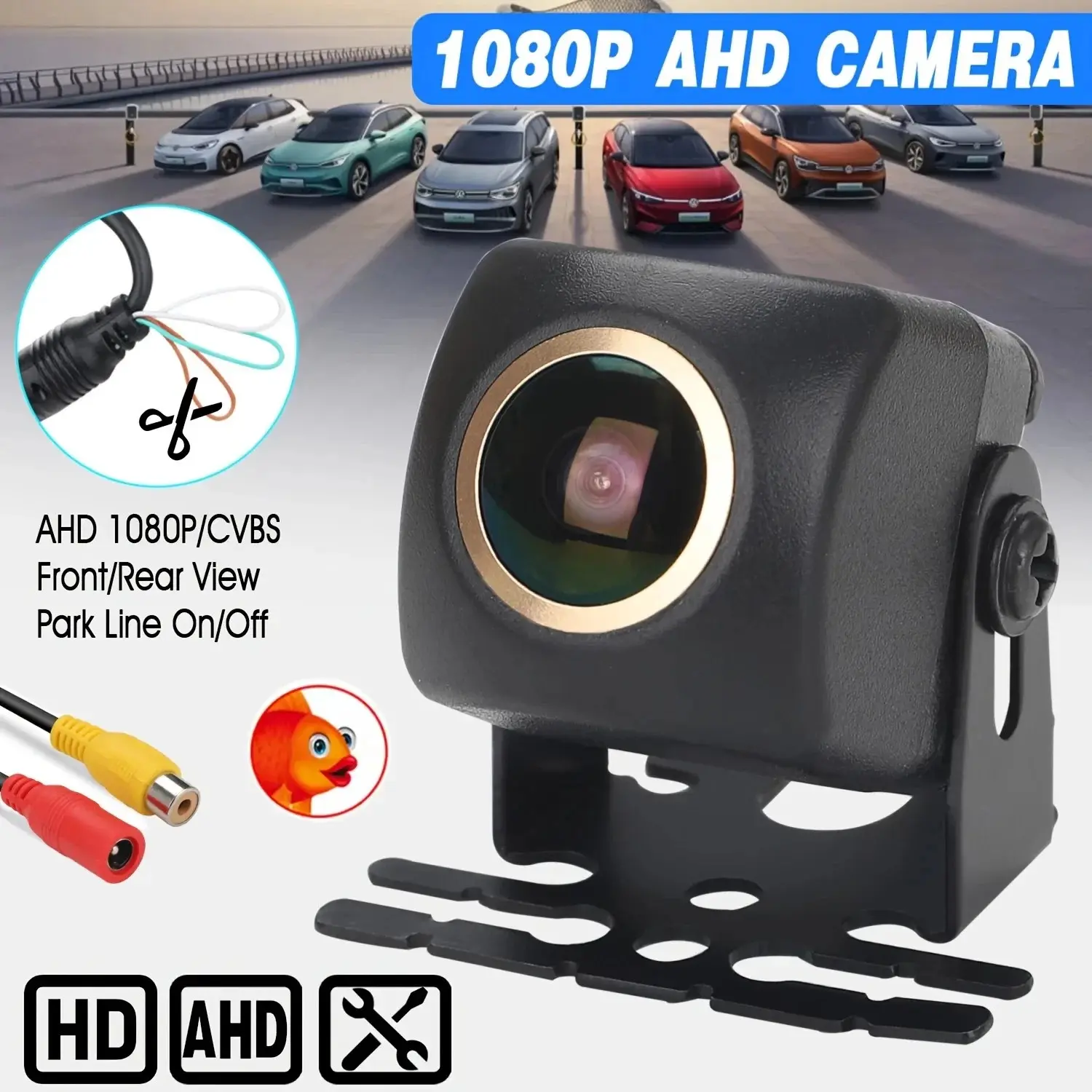 1080P Ahd Backup Camera, Fish Eye Lens, 170° Wide Angle, Compatible with Cvbs/ahd Dual Signal Mode, Car Rear View Parking Use