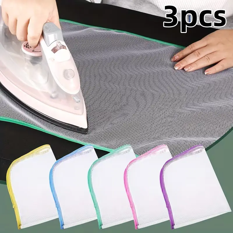 3-Pack Heat-Resistant Ironing Mats, Breathable Mesh Design Prevents Scorch Marks, Ideal for Home Ironing, Random Colors